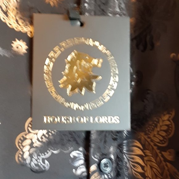 HOUSE OF LORDS BLACK AND GOLD MENS BUTTON SHIRT - Picture 2 of 4